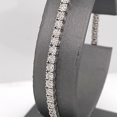 #ad 14k White Gold 1.75 CT Diamond Miracle Setting Tennis Bracelet 8.3g S14896 $2950.00
