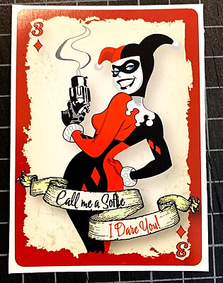 #ad Harley Quinn 3 of Diamonds Card Sticker Decal $4.55