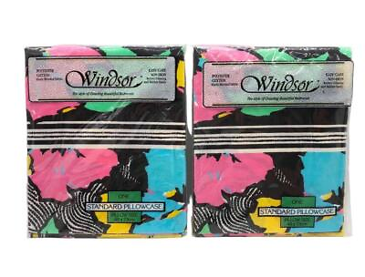 #ad Vintage New Pair Windsor Pillowcases in Retro 1980s 90s Pattern Pop Art Colors $31.45
