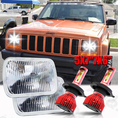#ad Par 5X7 7x6 DOT LED Faros Hi Lo DRL para For Jeep Wrangler YJ Cherokee XJ $103.59