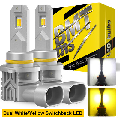 #ad 2X Switchback LED 9140 9145 H10 Fog Bulbs DRL Lights Dual Color Amber White $20.99