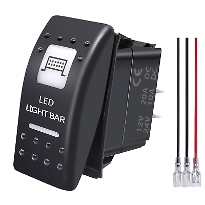 #ad LED White Light Rocker Switch 3 Pin On Off Light Bar Toggle Laser Waterproof $15.27