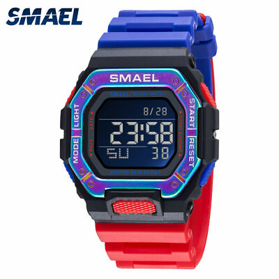 #ad SMAEL Men Sport Watch Chronograph Digital Wristwatch Rectangle LED Light Watches $10.89