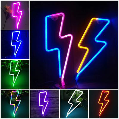 #ad LED Lightning Neon Sign Lights USB Battery Powered Wall Lamp Night Light Decor $23.99