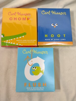 #ad Carl Hiaasen Audiobooks CD Lot of 3 Chomp Hoot Flush Series Collection 3 $33.00