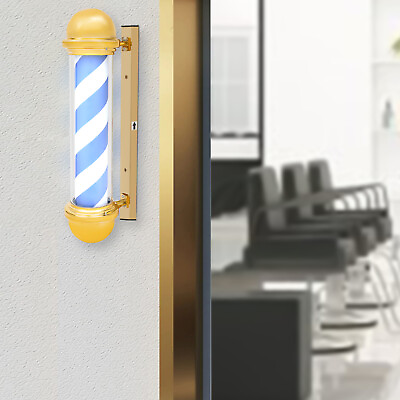 #ad Barber Shop Pole Rotating Light Stripes Sign Hair Salon Outdoor LED Globe Light $67.45