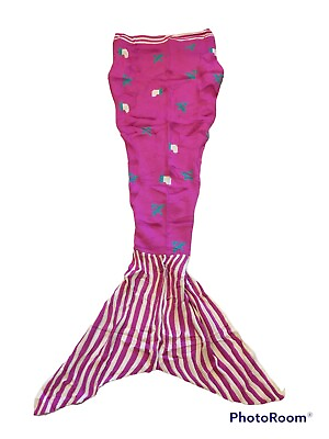 #ad Mermaid Tail New Girl#x27;s Blanket Crochet Bedding Wrap Sleeping Bag Throw Pink Fun $8.99