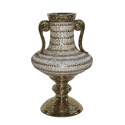 #ad 15quot;H Golden Floral Decorative Handcrafted Vase Urn Bowl $99.50
