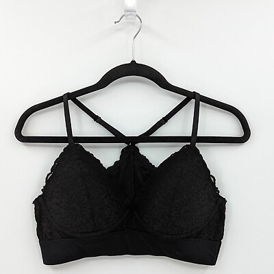 #ad Victoria#x27;s Secret Bralette Women#x27;s L Black Lightly Lined Lace $16.14