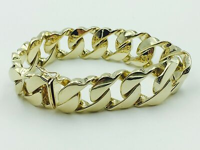 #ad 14k Solid Yellow Gold Handmade 20.mm Curb Link Bracelet 10.5quot; Approx 196g $20576.59