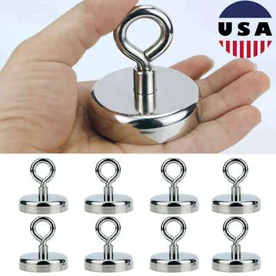 1 10 Pack Neodymium Fishing Magnets 100LBS Pulling Force Strong Rare Earth Round $33.47