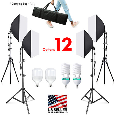 Photo Studio Premium Softbox LED CFL Lighting Kit Photography Equipment $44.98