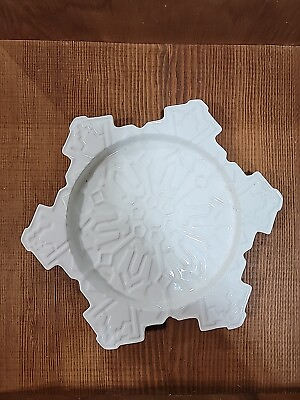 #ad Dept. 56 Christmas White 8quot; Snowflake Serving Plate Snow Ceramic $19.99