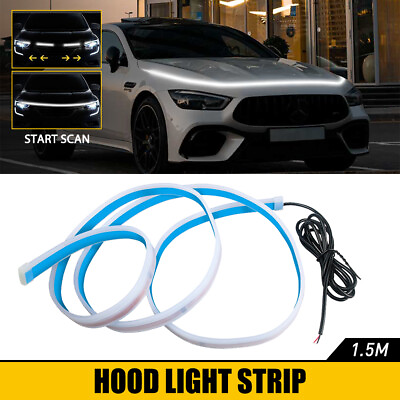 #ad LED Car Light Hood Strip Cover Engine Flexible Ambient Lamp Auto DRL Bar 1.5M $13.09