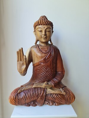 #ad Teaching buddha wood sculpture free stand LARGE 50 cm AU $175.00