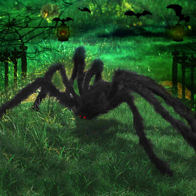 #ad 2X Halloween Scary Giant Spider Fake Large Spider Props for Halloween Yard Decor $9.99