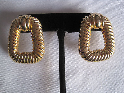 #ad Elegant Gold Tone Rope Pattern Pierced Earrings $19.95