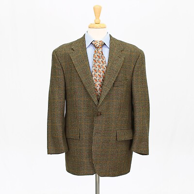 #ad Chaps 44S Brown Sport Coat Blazer Jacket Check 2B Wool $49.99