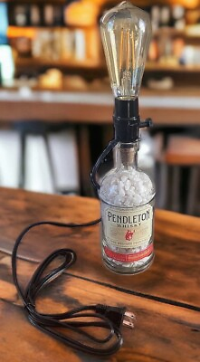 #ad Whiskey Bottle Lamp Pendleton Shadeless Edison Bulb Amber Bar Office New $75.00
