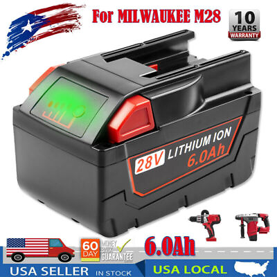 #ad 28Volt 6.0Ah Li Ion Battery for Milwaukee 28V M28 V28 48 11 2830 48 59 2819 M28B $51.99