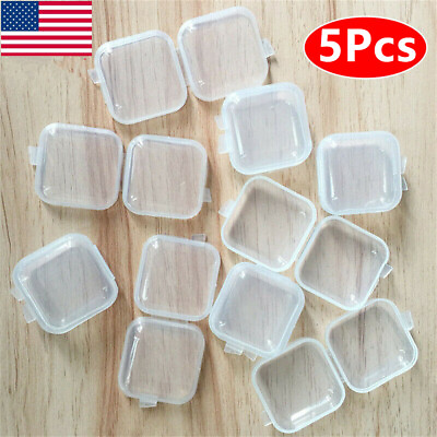 #ad 5Pcs Clear Plastic Mini Box Earplugs Jewelry Bead Earing Storage Case US $2.08
