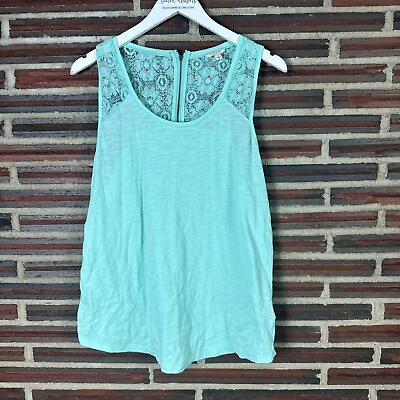 #ad Sonoma Blouse Blue Sleeveless Shirt Casual Lightweight Pullover Lace Teal Womens $9.99