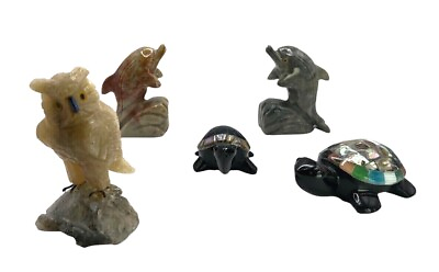 #ad Hand Sculpted Animal Set From Various Semi Precious Gemstones. New. $33.00