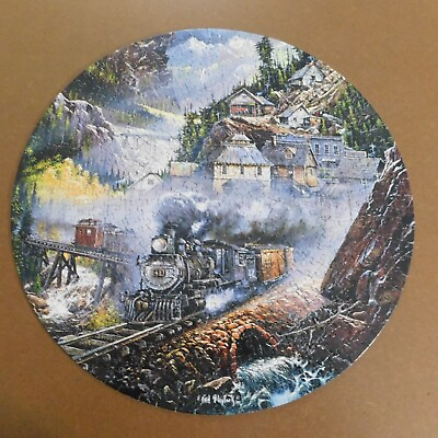 #ad Master Pieces Round 500 Pc Train Jigsaw Puzzle Silver Belle Run Ted Blaylock USA $10.00