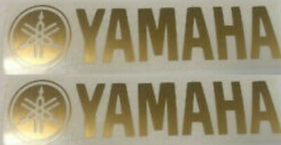 #ad 2x 200mm wide PREMIUM MATTE GOLD YAMAHA tank Decals 7years UV HEXIS Die Cut AU $49.00