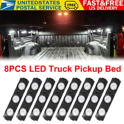 Waterproof Pickup Truck Bed Lights 24 LED Pod Kit Strip White with Switch X 8PCS $8.54