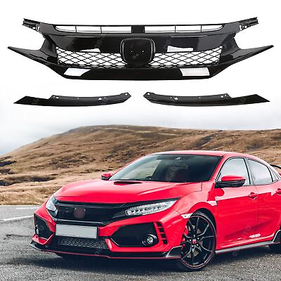 #ad For 2016 2018 Honda Civic Front Grille Type R Style Hood Grill Hatchback Sedan $71.09