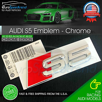 #ad Audi S5 Emblem Chrome 3D Badge Rear Trunk Lid for S Line OEM Logo Nameplate A5 $19.99