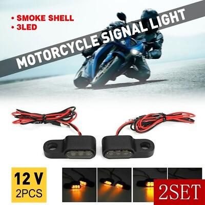 #ad 4X Mini Motorcycle LED Signals Turn Blinker Light Indicator Amber Lamp Universal $18.52