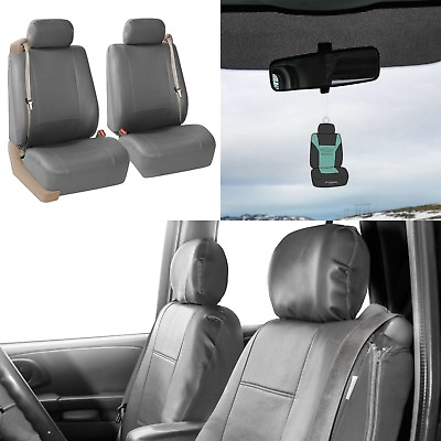 #ad Front Bucket Seat Covers for Built in Seatbelt Car Sedan SUV Solid Gray w Gift $37.99