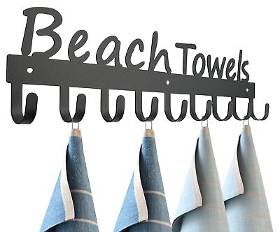 #ad Black Pool Towel Rack Outdoor Towel Rack for Pool Towel Hooks Towel Hanger fo... $18.99