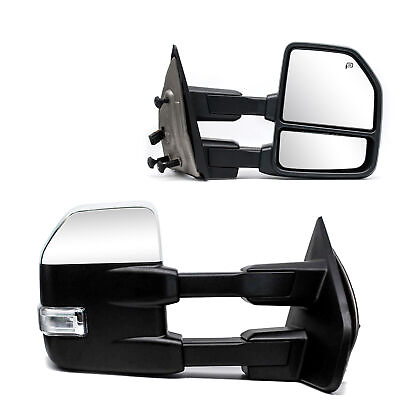 #ad Upgrade Towing Mirrors For 04 14 Ford F 150 Power Heated Turn Turn Signal Chrome $251.27