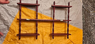 #ad VTG Retro Wooden Hanging 4 Tier Wall Spindle Nick Knack Curio Collectors Shelves $34.00
