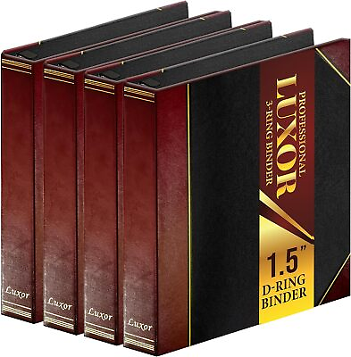 #ad 4 Pack of Professional Luxor 3 Ring Binder 1.5 Inch Locking Slant Angle D Rings $34.50
