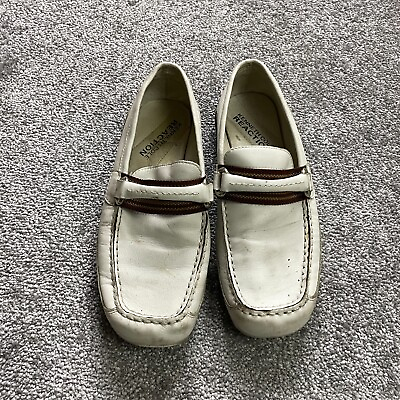 #ad Kenneth Cole REACTION Leather Shoes Dawson Bit Driver White Slip On Mens 7 $14.99