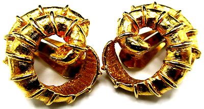 #ad KJL Coiled Horn Golden Vintage Clip Earrings $49.99