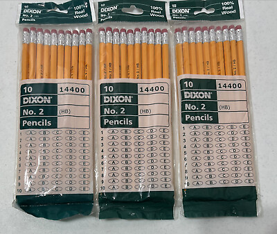 #ad 3 Packs of Dixon #2 Yellow Pencils 100%Wood Cased Black Core HB 10 Count #14400 $16.50