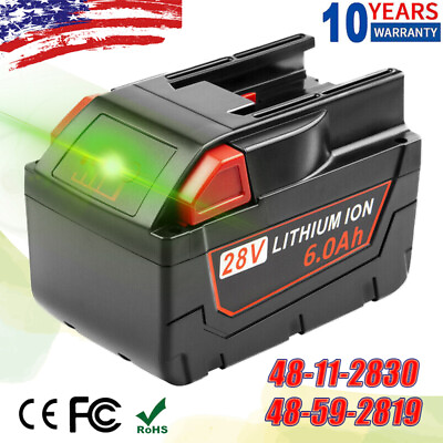 #ad 6000mAh 28V For MILWAUKEE M28 V28 Lithium Battery 48 11 2830 48 59 2819 Cordless $51.99