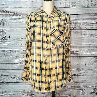 #ad FP ONE Free People S Plaid Button Down 90s Grunge Oversized Long Sleeve Shirt $17.99