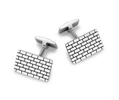 #ad Stunning Handmade Rectangle Brick Pattern Design In 935 Solid Silver Cufflinks $280.00