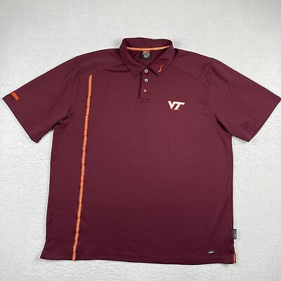 #ad Virginia Tech Polo Shirt Mens XXL Nike Team Reflective Hokies Football VT Golfer $22.00