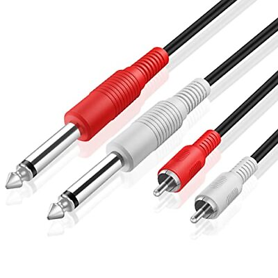 #ad TNP Premium Dual 1 4 Inch to Dual RCA Audio Cable 15FT Male 6.35mm 1 4quot; P... $18.81