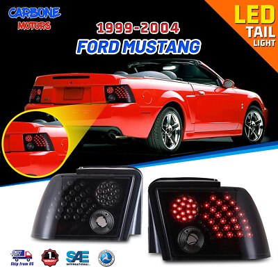 #ad LED Taillights for 99 04 Ford Mustang Replacement Rear Brake Lamps Black Smoke $149.99