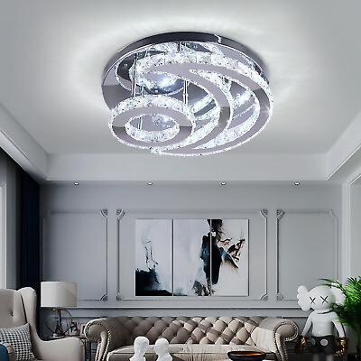 #ad Modern Crystal Moon Shape Ceiling Pendant Lamp LED Chandelier Lighting Fixture $66.83