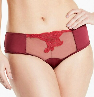 #ad Ann Summers Applique Ladies Short Knickers Underweared Lingerie Red Burgundy GBP 6.99