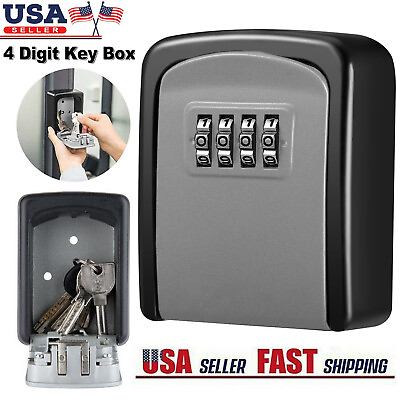 #ad 4 Digit Combination Key Safe Lock Box Wall Mount Security Storage Case Organizer $9.95